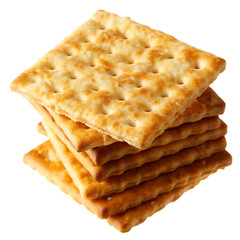 Fototapeta premium Stacked golden crackers isolated on a transparent background