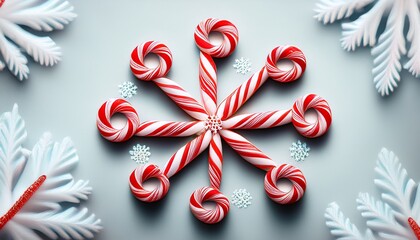 a snowflake made of candy canes