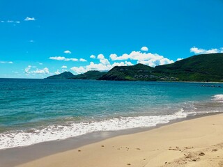 tropical beach with blue sky in st kitts and Nevis 