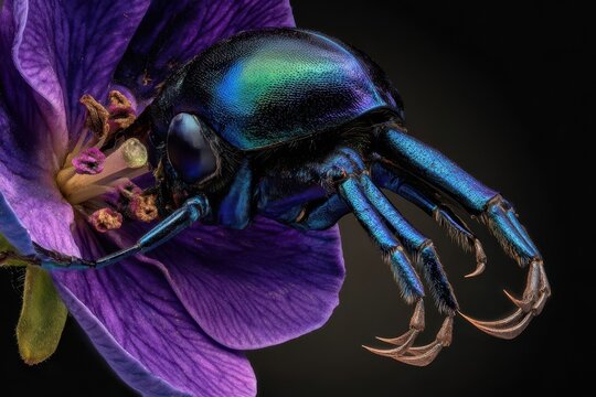 Intricate Beetle on a Vibrant Purple Flower