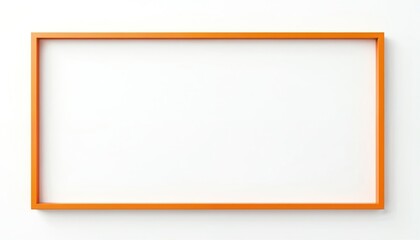 Modern orange frame on white background, clean design for displaying artwork, photos, quotes. Stylish, minimalist border adds vibrant color, warmth to home decor promotional materials, creating