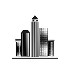 Fototapeta premium City Skyline Silhouette with Skyscrapers Simple Illustration Building Architecture