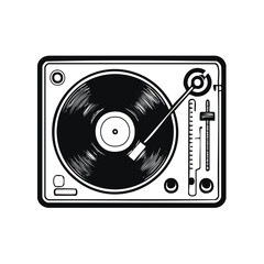 Vintage Turntable Record Player with Stylus and Fader