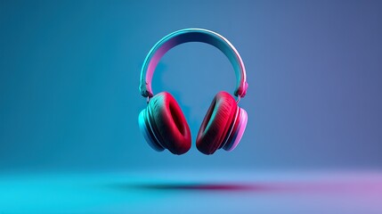 Wireless Headphones Suspended with a Delicate Soft Glow, Centered in Professional Studio Lighting for an Upscale Commercial Appearance