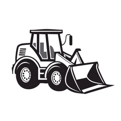 Naklejka premium Construction vehicle illustration, black and white design concept of the heavy equipment.