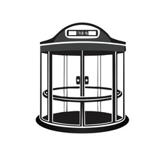 Obraz premium Round Glass Elevator with Closed Doors Modern Architectural Design Element for Buildings and Structures