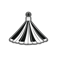 Graphic icon of a decorative pleated tassel with a scalloped edge