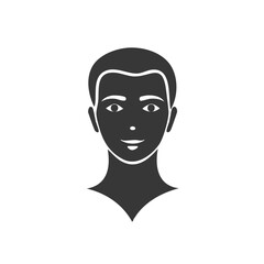 Stylized Portrait of a Person with Short Hair in Simple Flat Design Graphic Style