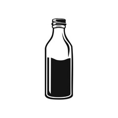 Monochrome Illustration of a Filled Bottle with a Secure Cap Displayed Centrally