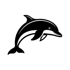 Fototapeta premium Stylized black and white silhouette of a dolphin leaping gracefully out of the water