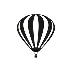 Obraz premium Simple Hot Air Balloon Silhouette with Stripes, Vector Illustration, Black and White