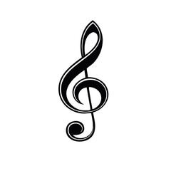 Black treble clef musical symbol isolated clean graphic design for sound melody and art concept
