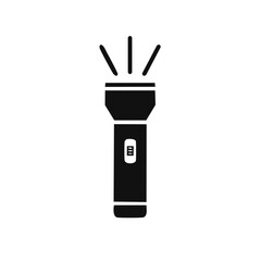 Illuminated Flashlight Icon with Radiant Light Beams and Battery Level Indicator