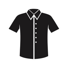 Classic black short sleeve button up collared shirt icon vector illustration representing casual apparel fashion and uniform design