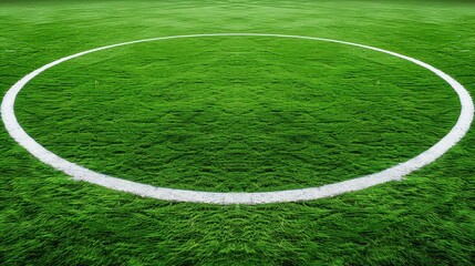 Obraz premium Lush green soccer field features bright white lines, perfect for an exciting game on synthetic turf.