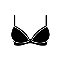 Black Bra Icon with Straps, Underwear Garment, Minimalist Illustration, Fashion Lingerie Design