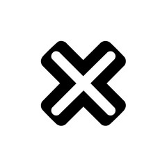 Fototapeta premium Stylized Black X Mark Symbol With Rounded Corners Graphic