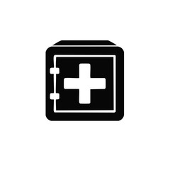 Obraz premium Health First Aid Box Silhouette Design, Medical Safety Cabinet