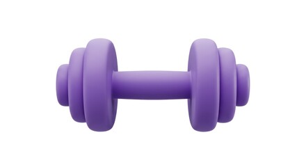 Purple 3D Rendered Dumbbell: Fitness Icon, Minimalist Design, Clean Background