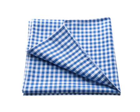 Blue white checkered fabric isolated on a transparent background