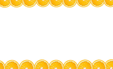 Frame made of oranges with a white background. Concept of supermarket, fruit and vegetable and...