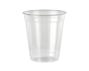 Clear plastic drinking vessel isolated on a transparent background