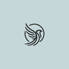 Falcon logo in smooth and minimalist line art style.