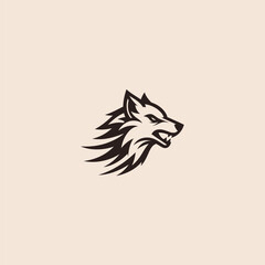 Angry wolf logo in sharp and minimalist line art design.