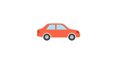 Fototapeta premium Simple Orange Car Illustration with Blue Windows on White Background