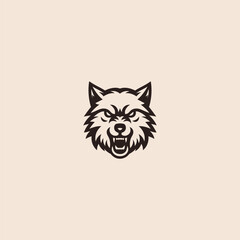 Angry wolf logo in sharp and minimalist line art design.