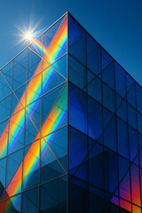 Architectural Prism Rainbow Refraction Glass Facade
