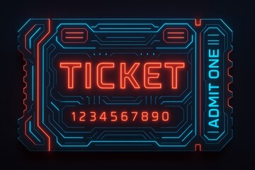 Neon ticket design with vibrant colors representing events and entertainment experiences