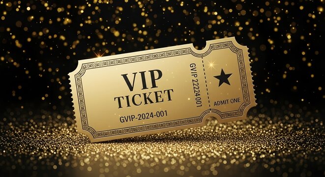 Exclusive VIP ticket for a glamorous event, showcasing luxury and excitement at a dazzling occasion