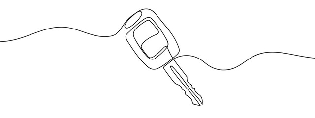 Obraz premium Continuous line vector of car remote key isolated on transparent background. Editable stroke.