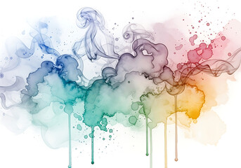Abstract watercolor splash with vibrant colors and dripping effect