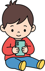 kids looking at smartphone screens in different poses vector
