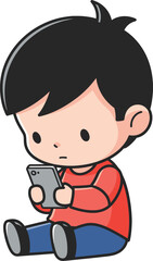 kids looking at smartphone screens in different poses vector