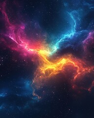 Vibrant cosmic nebula displaying colorful interstellar clouds and sparkling stars