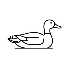 Isolated line drawing of a duck floating on water