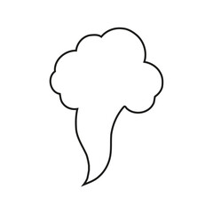 Outline of a cloud shape with a tail for smoke, gas or steam on clean white background