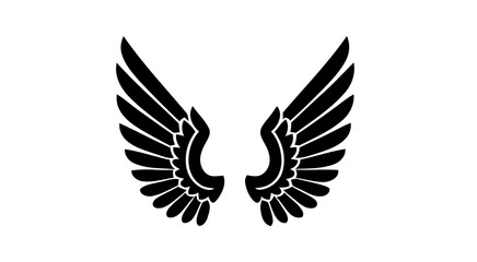 Obraz premium Pair of Wings Depicted in Symmetrical Black Silhouette Design