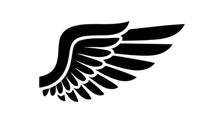Graphic Depiction of a Wing Symbol with Feathered Texture on White