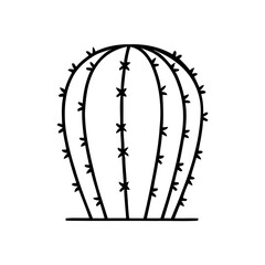 Silhouette of a cactus plant with needles on white background