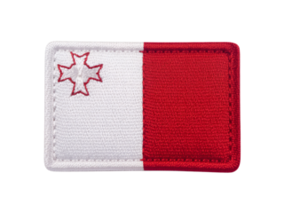 Embroidered Malta flag patch with white and red sections and a red Maltese cross detail