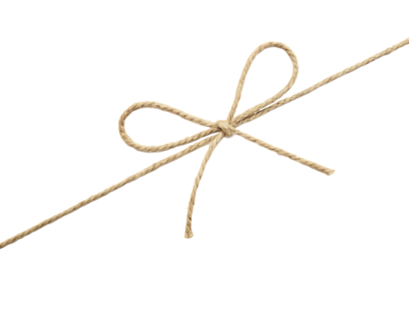 Jute twine bow tied on isolated on a transparent background