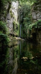 Scenic waterfall in rocky canyon