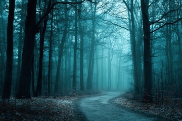 Obraz premium Mystical Pixelated Forest Path At Twilight