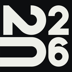 A vibrant and modern design showcasing the year 2026 in a dynamic color combinations