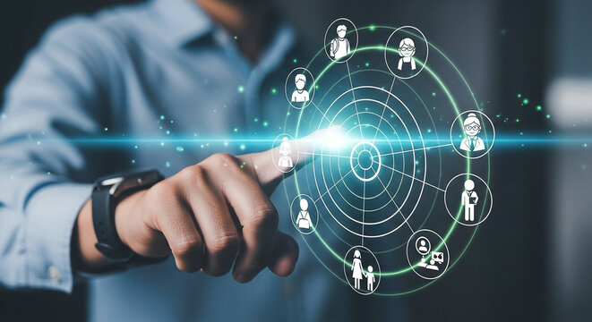 Connecting people network social media marketing digital technology business concept online community