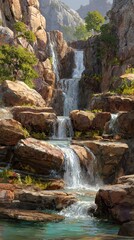 Obraz premium Waterfall mountain landscape